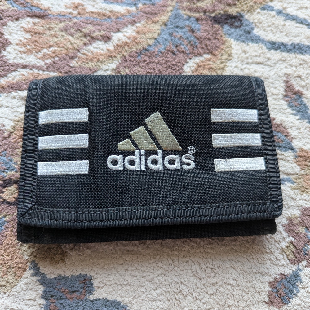 Adidas Black Wallet with White Stripes